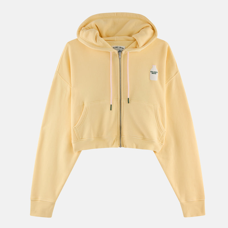 Milk Bottle Cropped Hoodie - Yellow