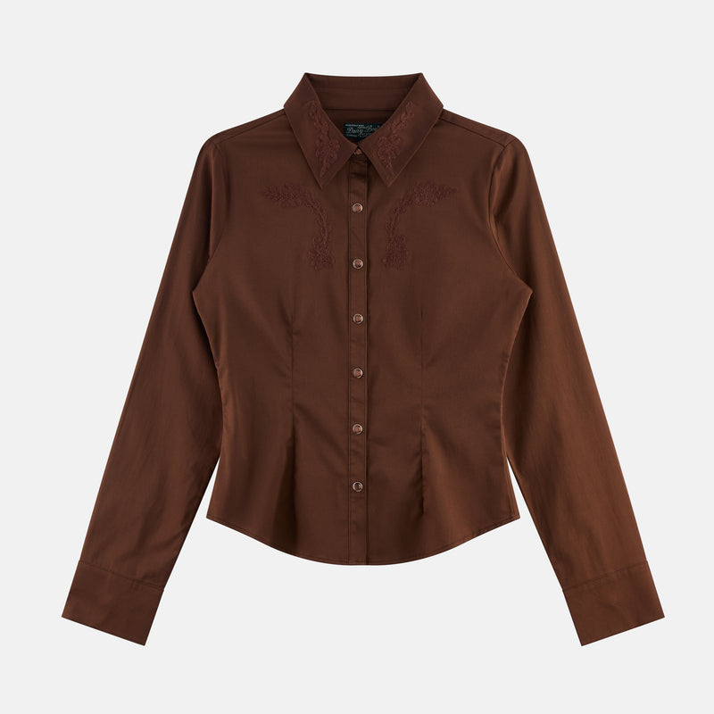 Tailored Pearl Snap Top - Tuscan