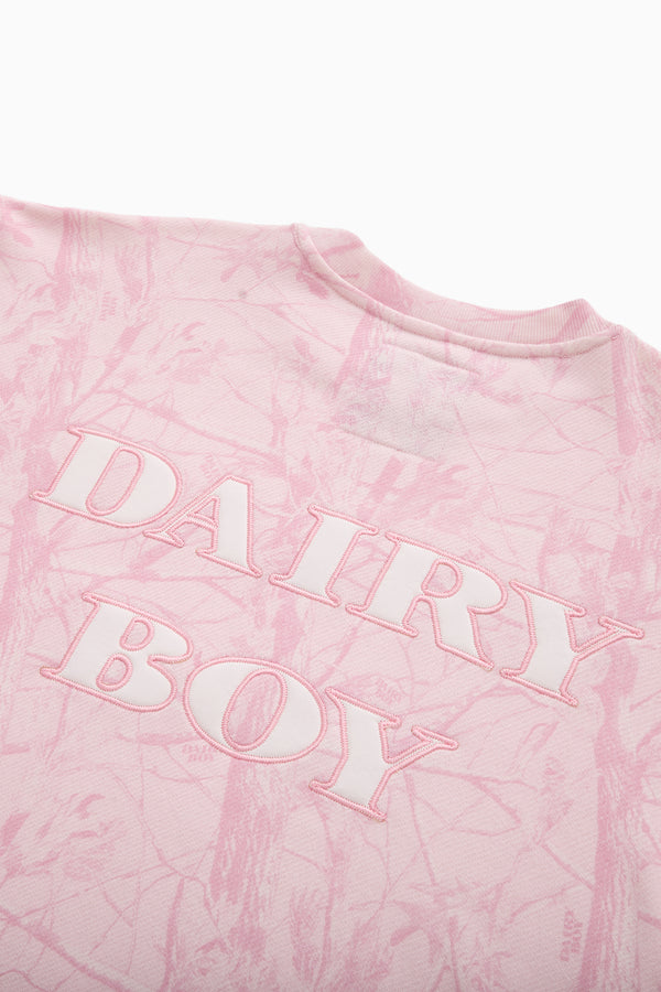 Oversized Crewneck - Bubblegum Camo/Pink Applique