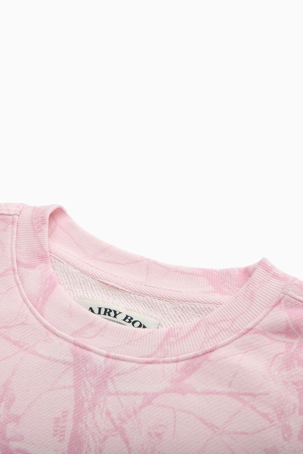 Oversized Crewneck - Bubblegum Camo/Pink Applique