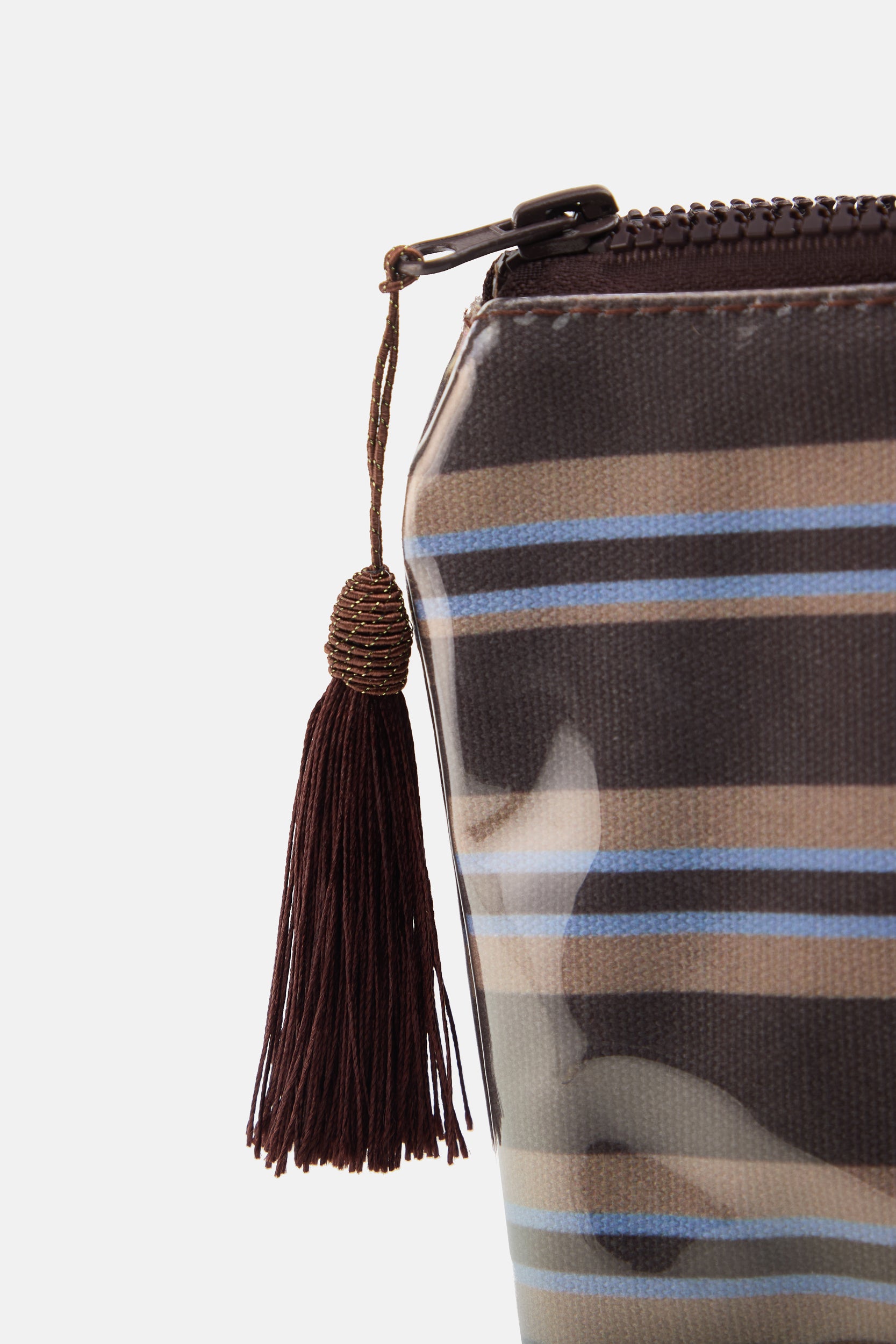 Cashmere Makeup Bag - Coffee Stripe