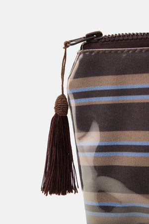 Cashmere Makeup Bag - Coffee Stripe