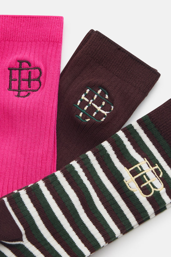 DB Logo Sock Set - Brown Multi