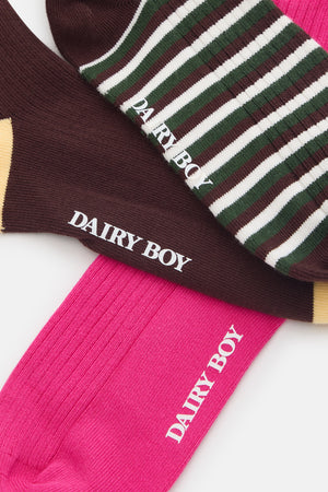 DB Logo Sock Set - Brown Multi