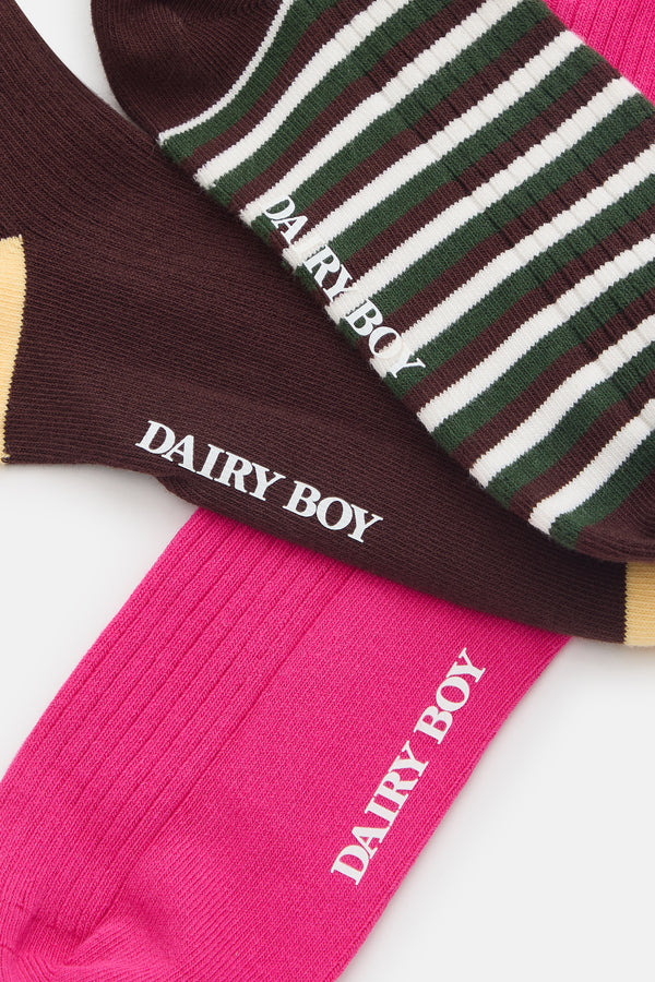 DB Logo Sock Set - Brown Multi