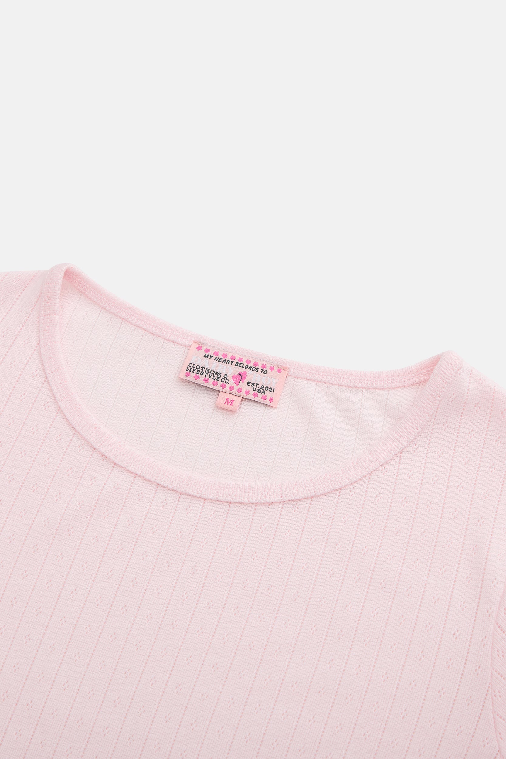 Pointelle Sleep Tee - Blush - Dairy Boy