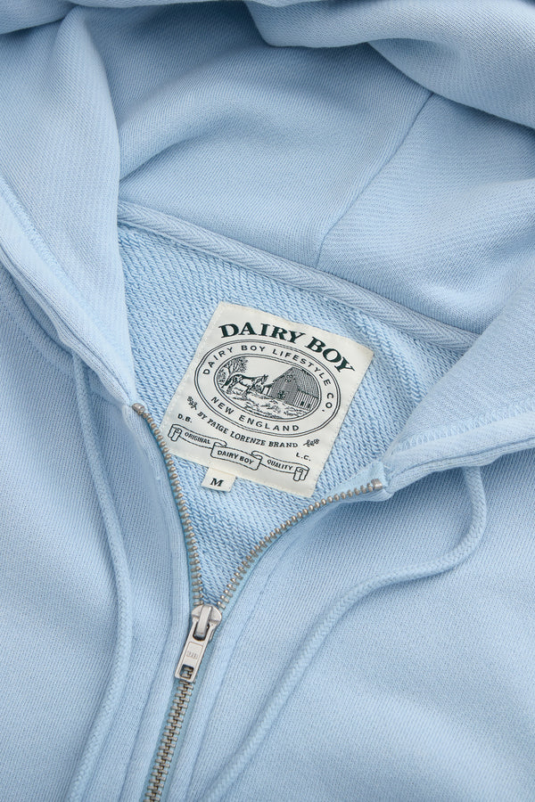 Milk Bottle Cropped Hoodie - Icy Blue