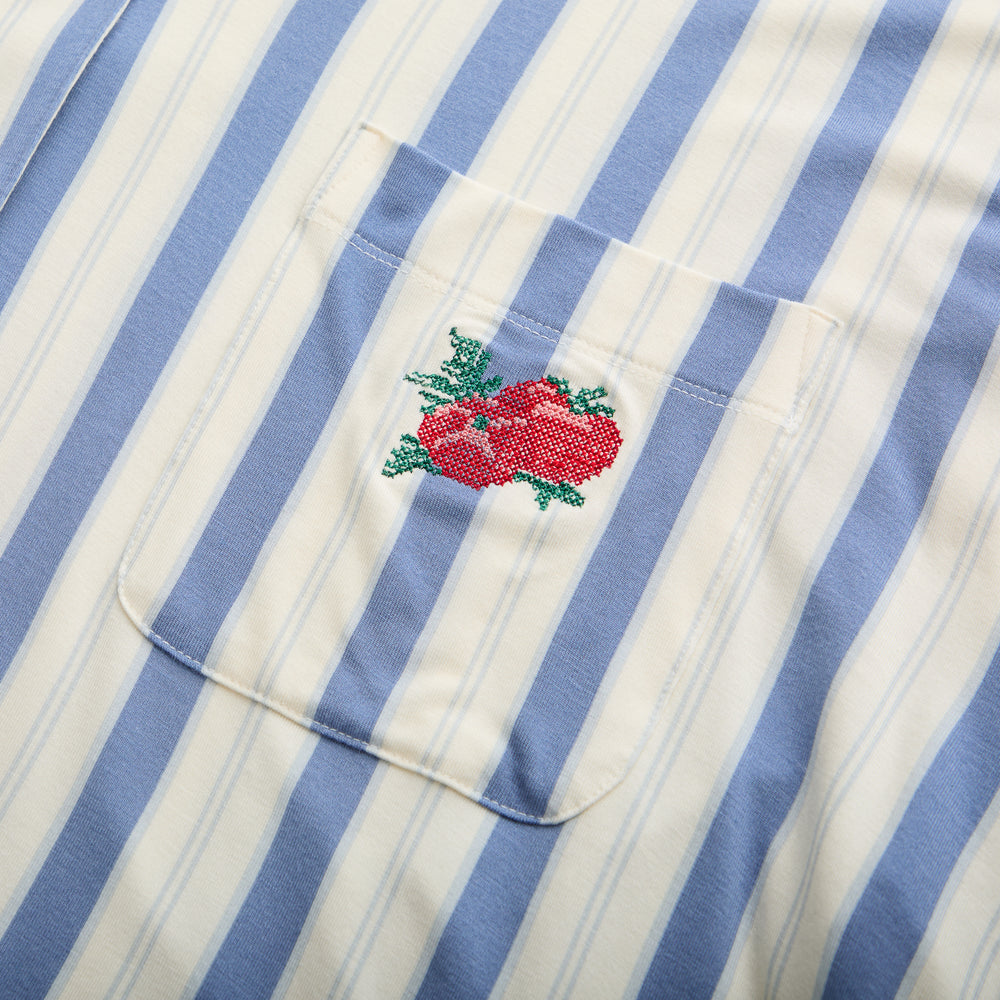 Garden Bed Sleep Set - Tomato in Blue Pinstripe