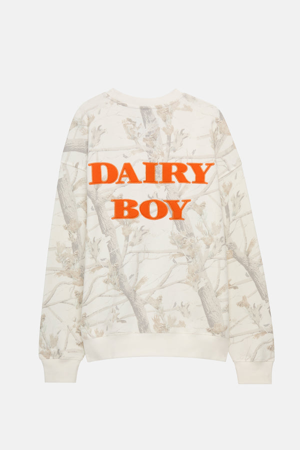 Study Break Oversized Crewneck - Woodland Camo/Champion Orange