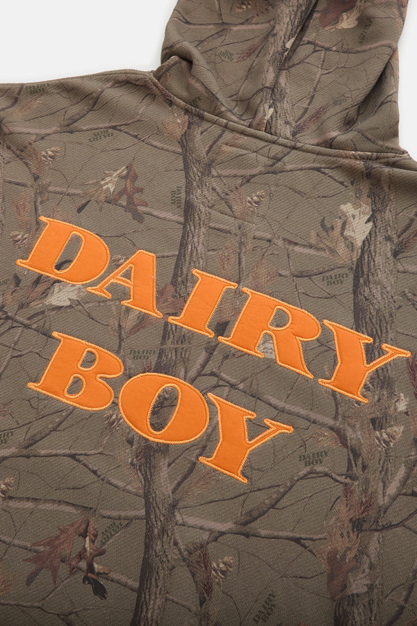 Study Break Boyfriend Hoodie - Evergreen Camo/Champion Orange