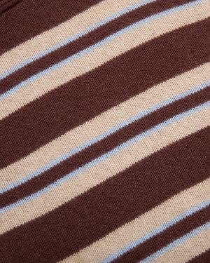 The Cashmere Zip Up - Coffee Stripe