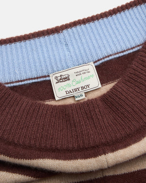 The Cashmere Pant - Coffee Stripe