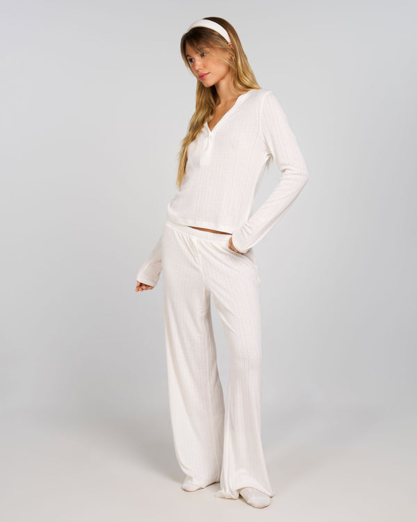 Pointelle Sleep Pants - Pearl
