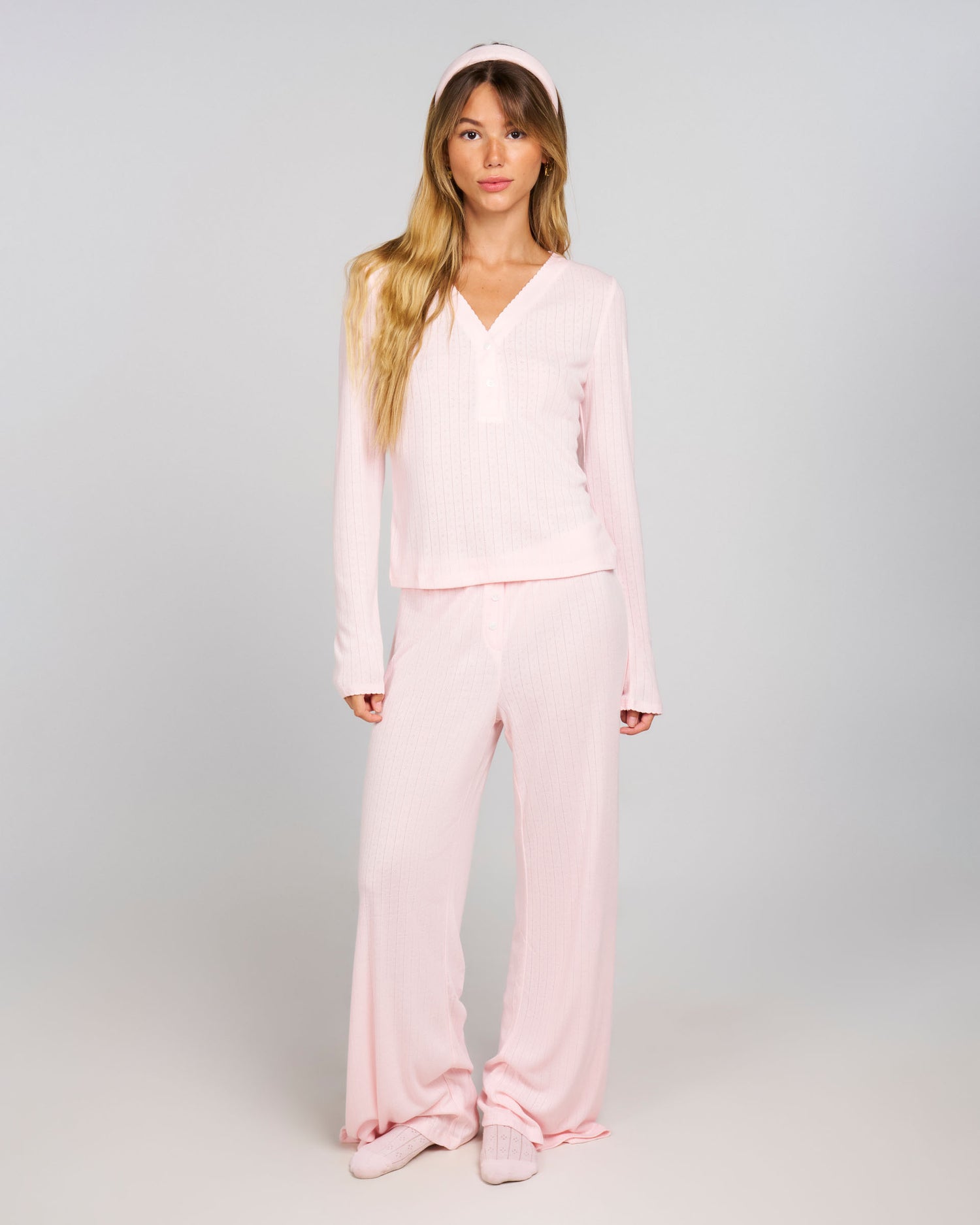 Pointelle Sleep Pants - Blush