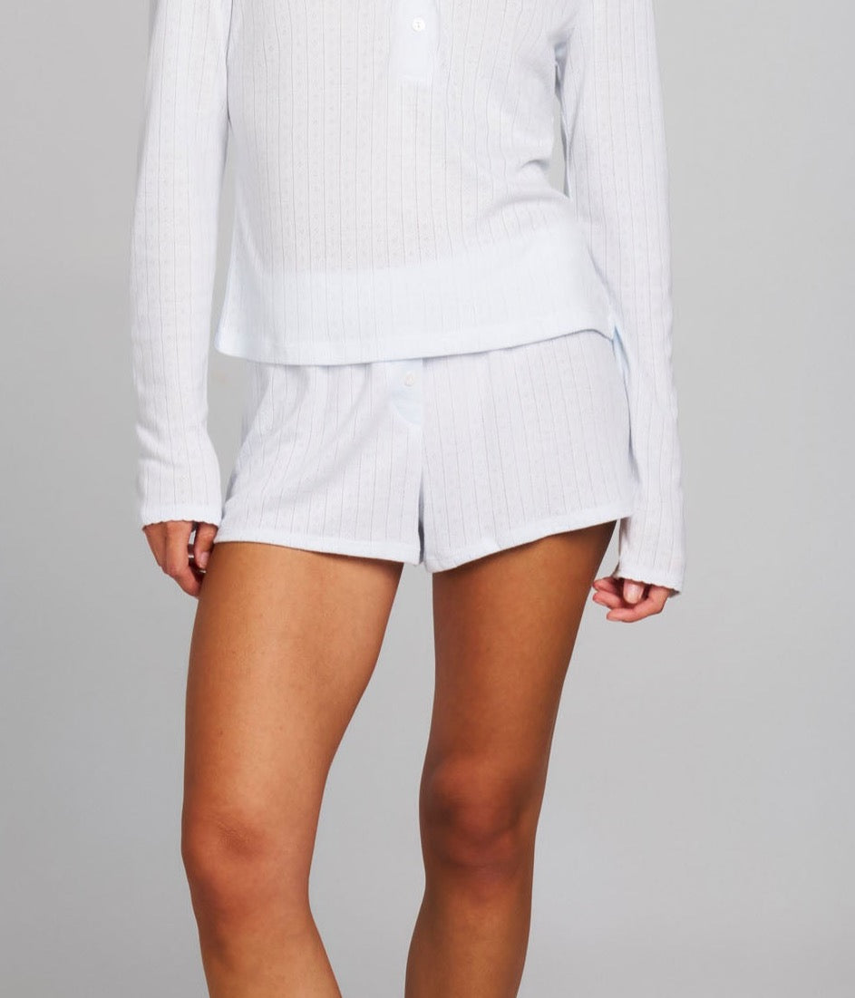 Pointelle Sleep Shorts - Powder Blue