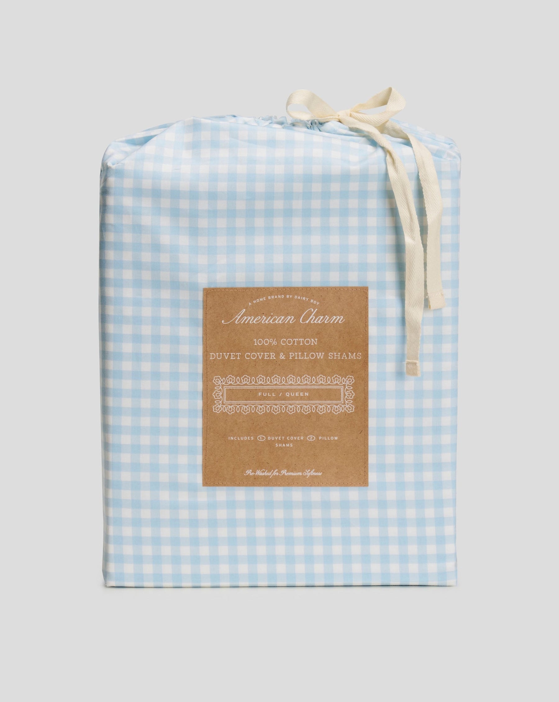 Gingham Duvet Set - Powder Blue
