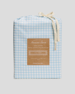 Gingham Duvet Set - Powder Blue