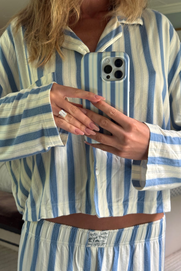 Garden Bed Phone Case - Blue Pinstripe