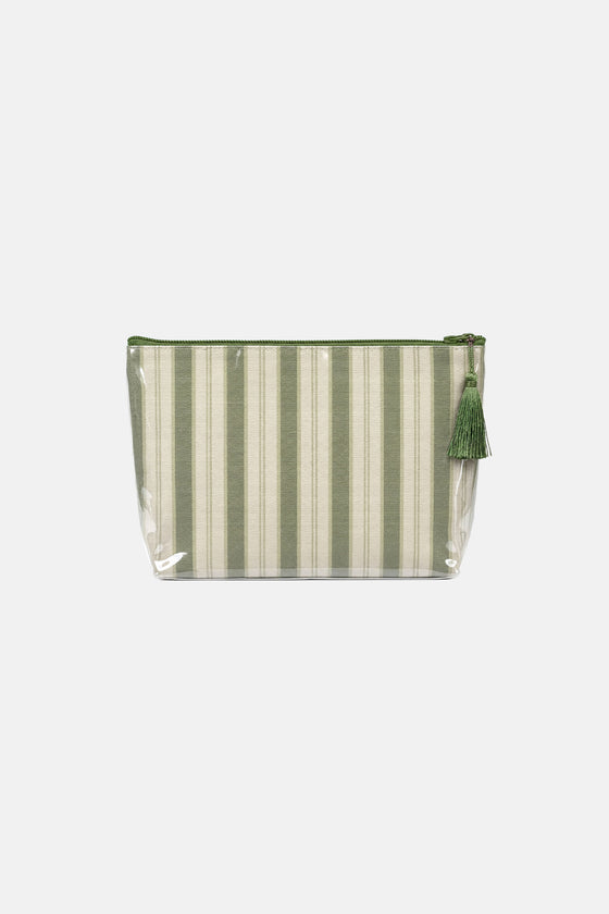 Farm Friends Makeup Bag - Green Pinstripe