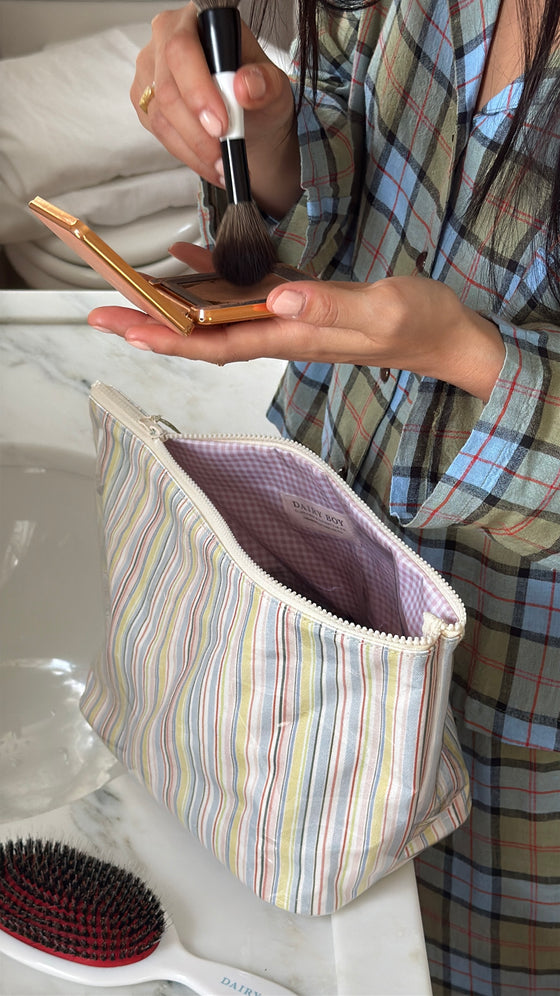 Farm Friends Makeup Bag - Ribbon Stripe