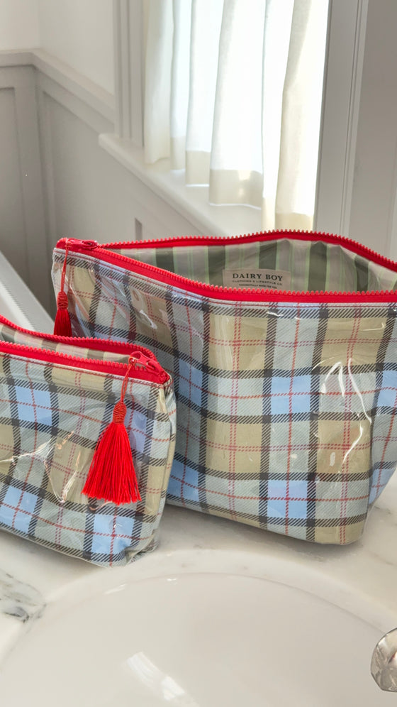 Farm Friends Makeup Bag - Scottish Plaid