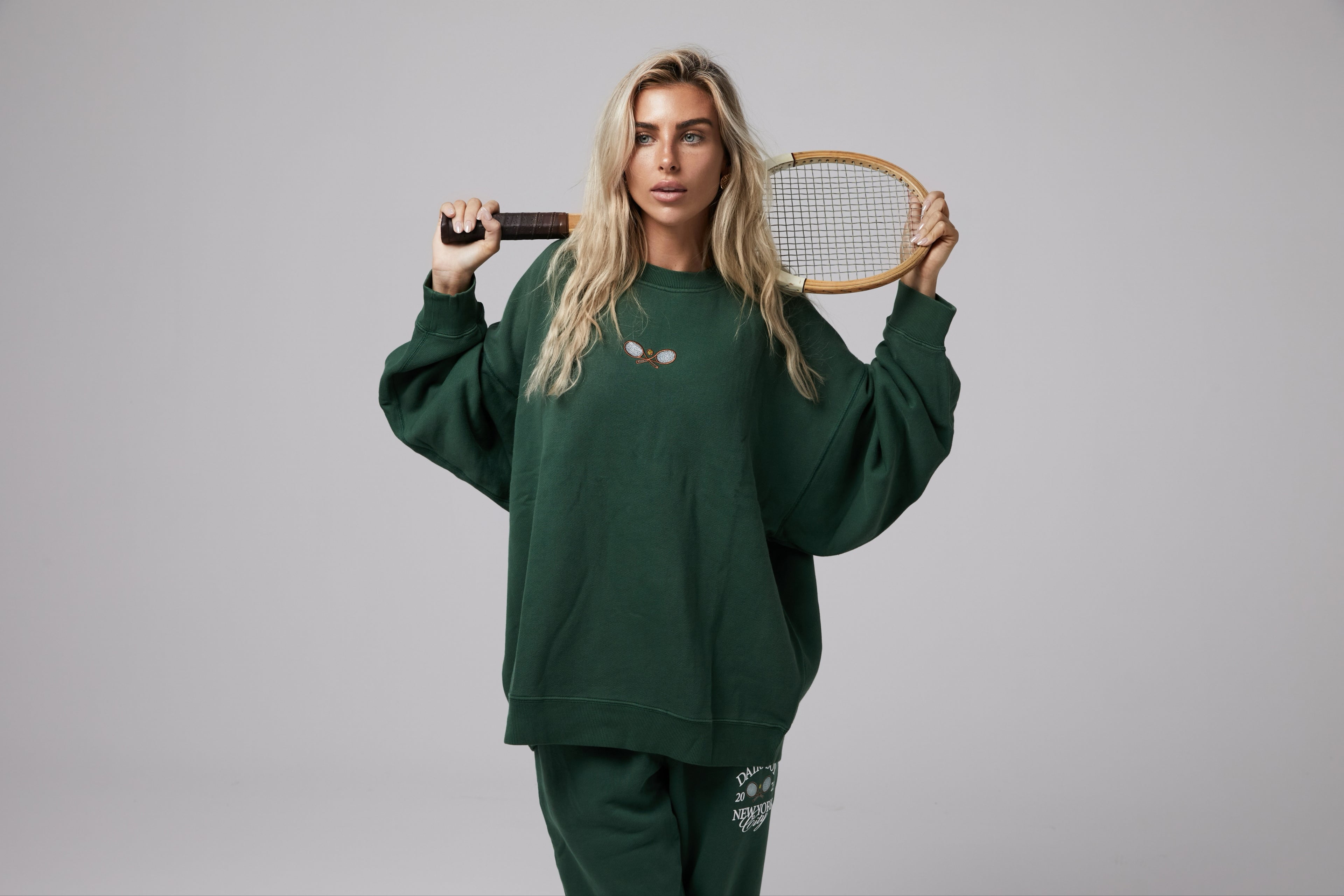 Tennis Crewneck - Racquets/Green