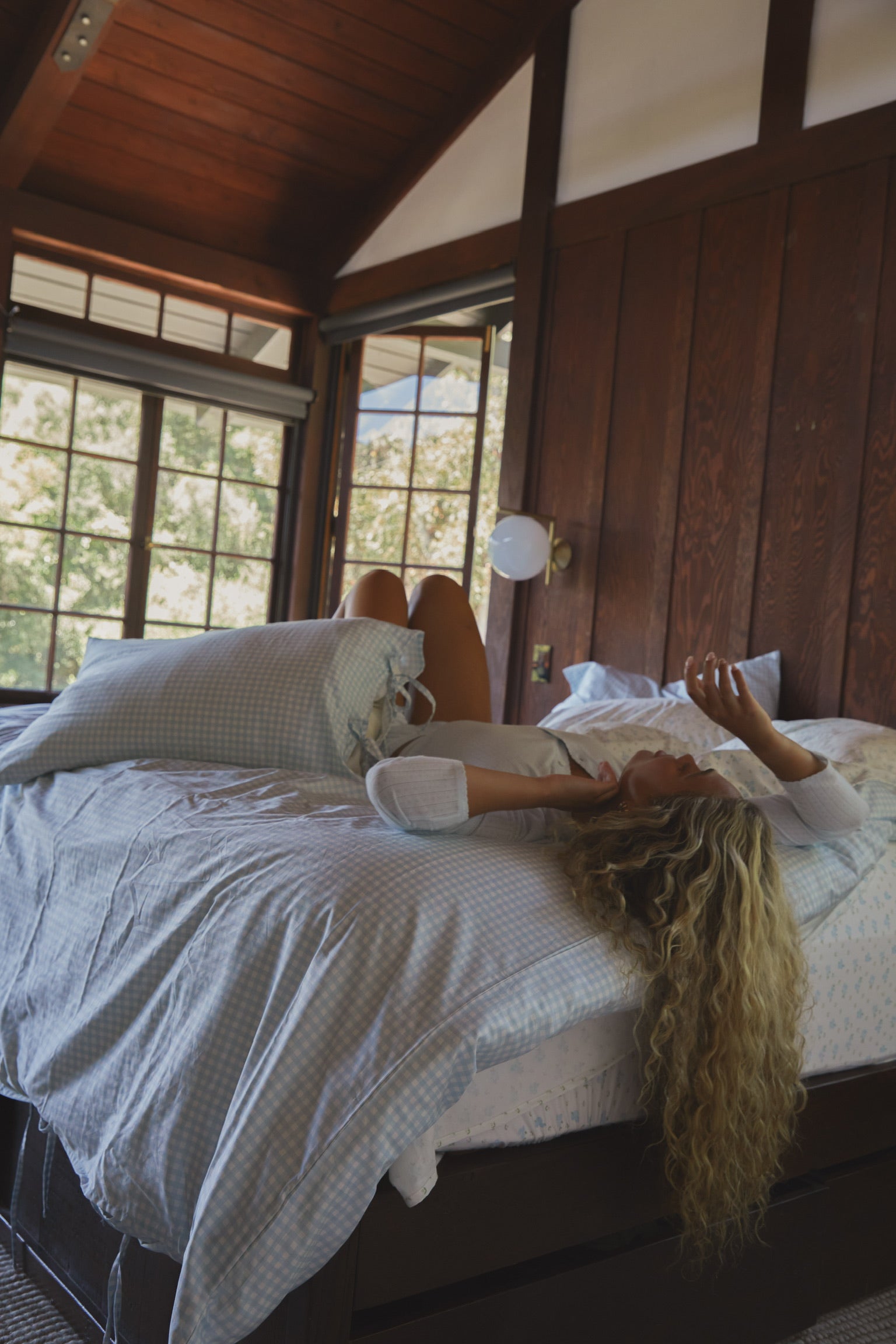 Gingham Duvet Set - Powder Blue