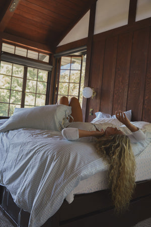 Gingham Duvet Set - Powder Blue