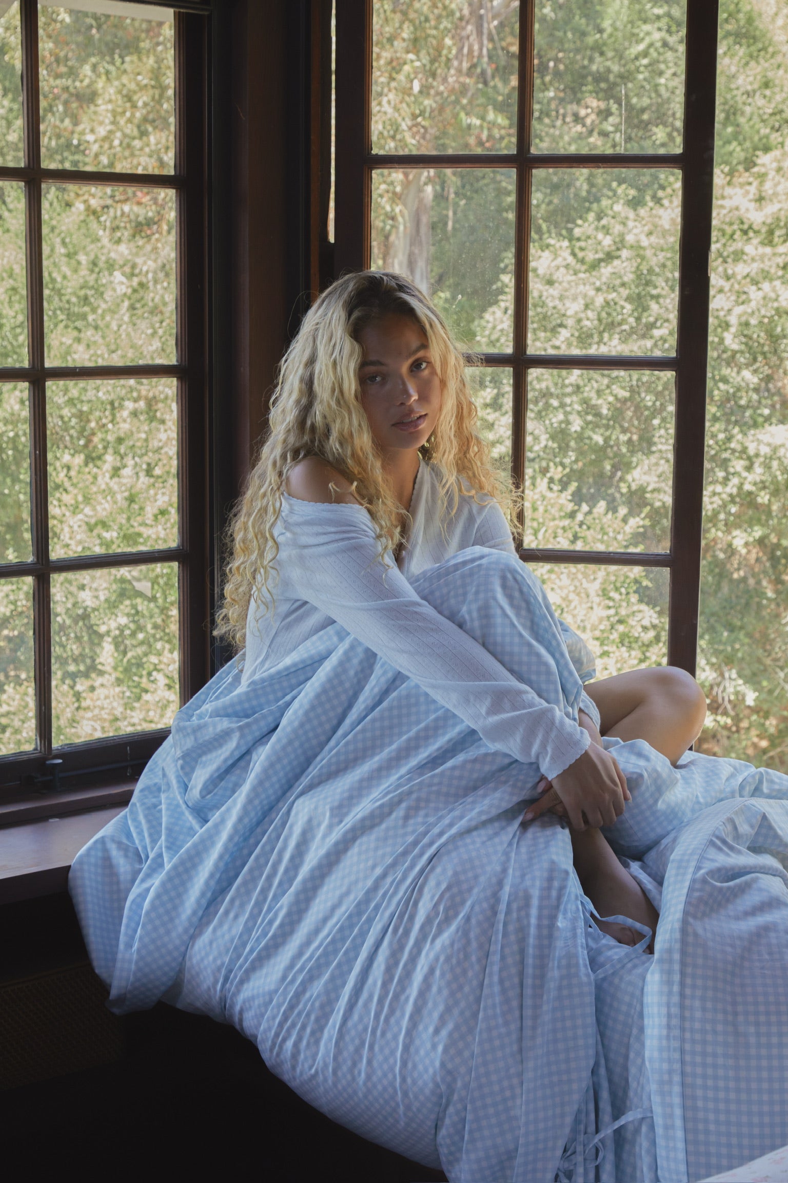 Gingham Duvet Set - Powder Blue