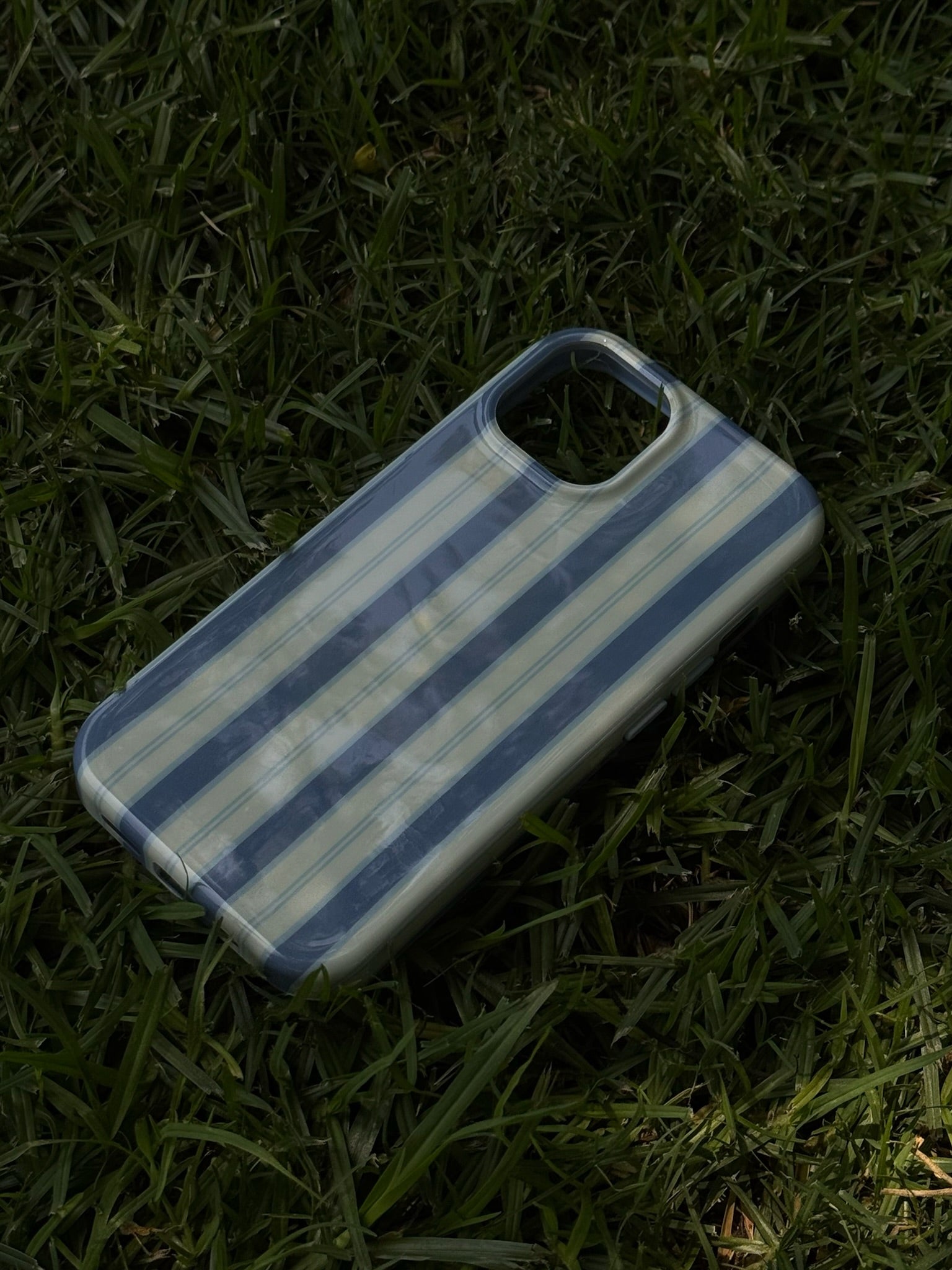 Garden Bed Phone Case - Blue Pinstripe