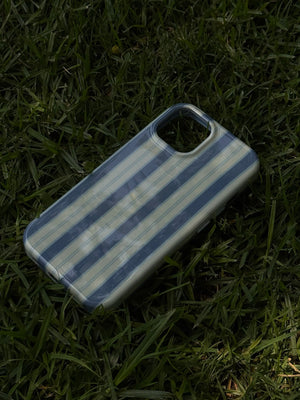 Garden Bed Phone Case - Blue Pinstripe