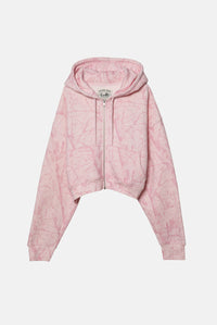 Cropped Zip Hoodie - Bubblegum Camo