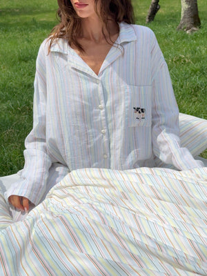 Farm Friends Sleep Set - Cow in Ribbon Stripe