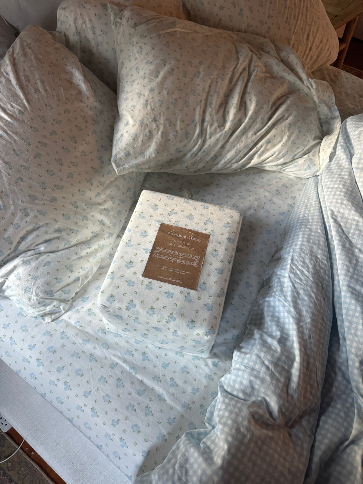 Powder Blue Ruffle Sheets Floral Sheet Set - Powder Blue - Dairy Boy