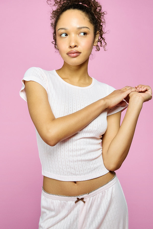 Pointelle Sleep Tee - Blush