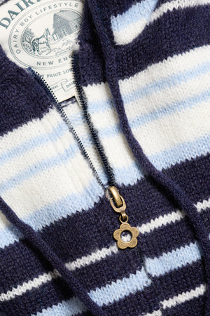 Surfside Striped Knit Zip Up - Ocean Blue