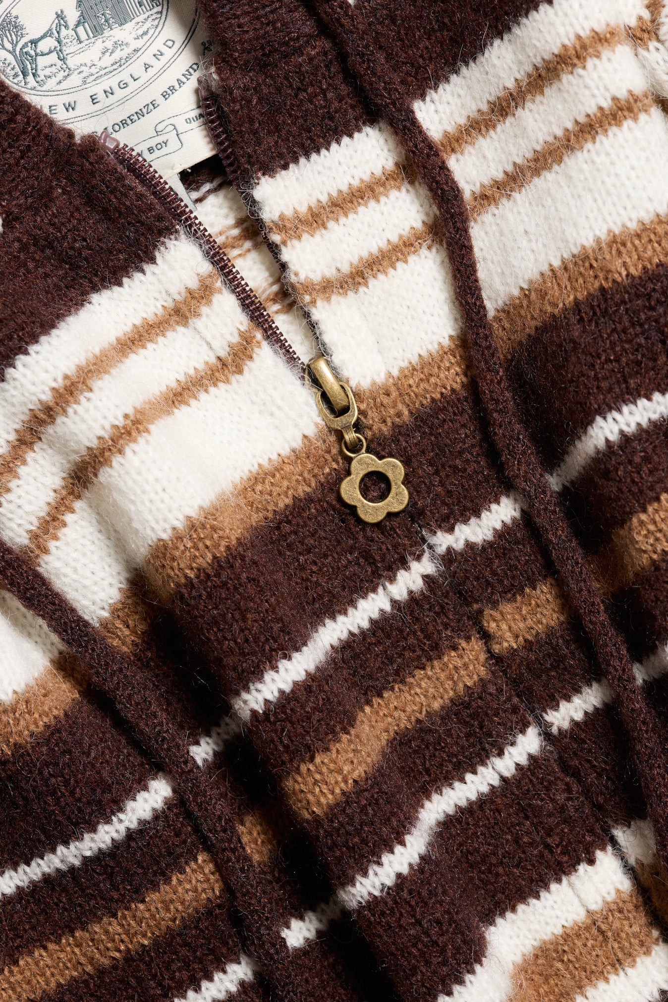 Surfside Striped Knit Zip Up - Sand Dune