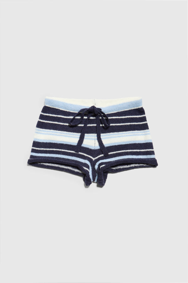 Surfside Striped Knit Shorts - Ocean Blue