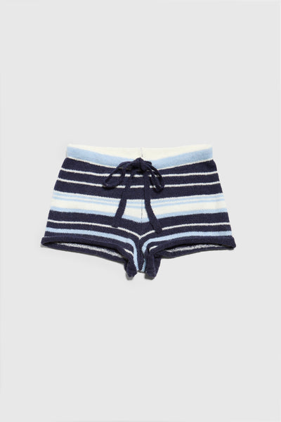 Surfside Striped Knit Shorts - Ocean Blue