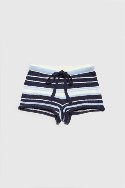Surfside Striped Knit Shorts - Ocean Blue
