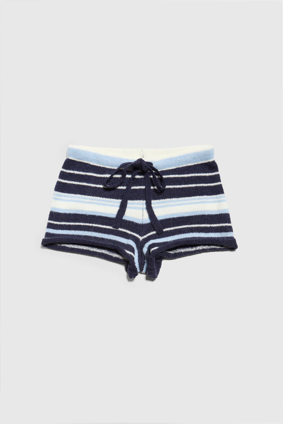 Surfside Striped Knit Shorts - Ocean Blue