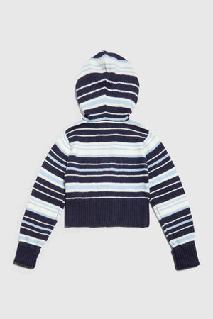 Surfside Striped Knit Zip Up - Ocean Blue