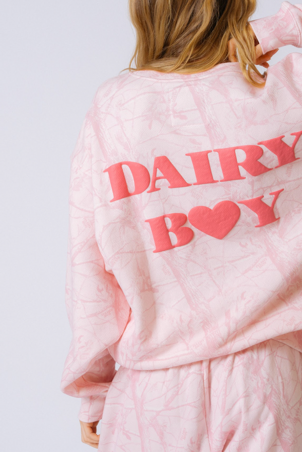 Oversized Crewneck - Bubblegum Camo Pink Puff