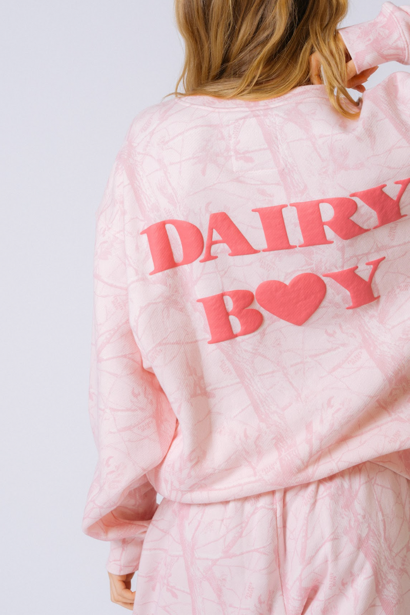 Oversized Crewneck - Bubblegum Camo Pink Puff