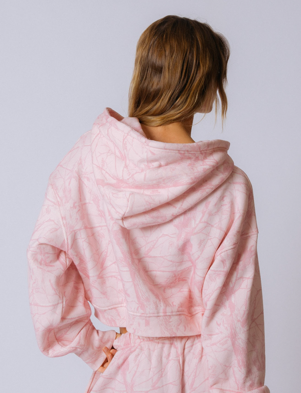 Cropped Zip Hoodie - Bubblegum Camo