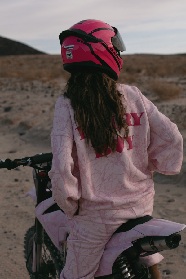 Oversized Crewneck - Bubblegum Camo Pink Puff