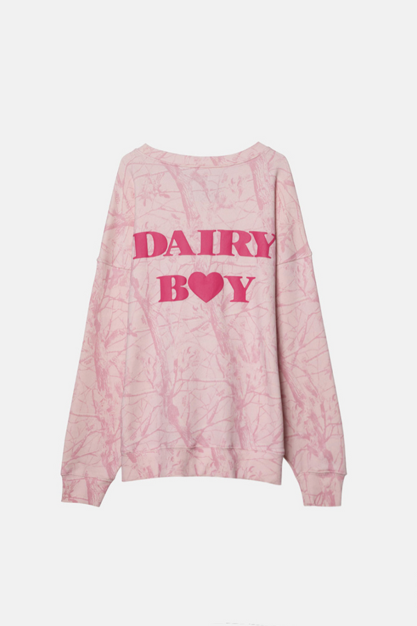 Oversized Crewneck - Bubblegum Camo Pink Puff