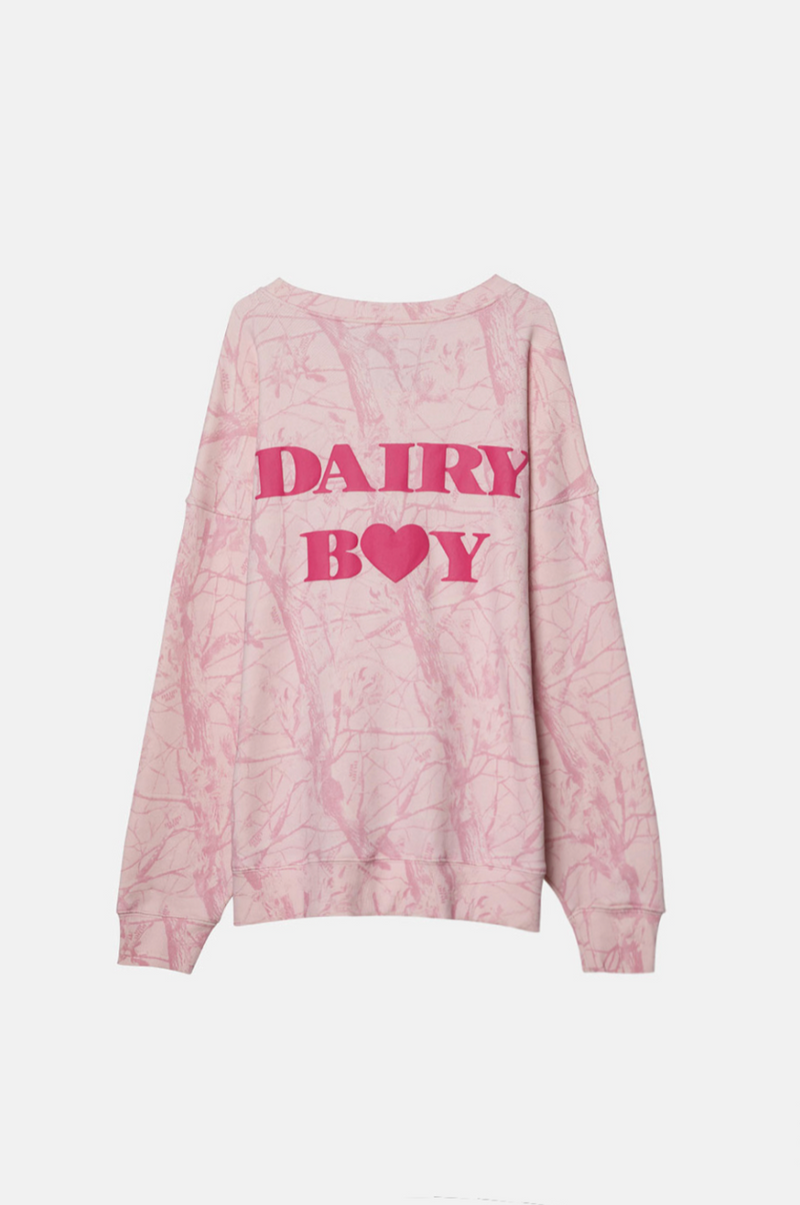 Oversized Crewneck - Bubblegum Camo Pink Puff