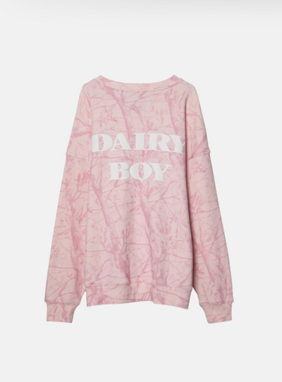 Oversized Crewneck - Bubblegum Camo White Puff