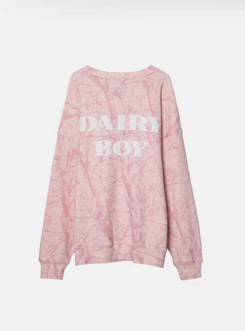 Oversized Crewneck - Bubblegum Camo White Puff
